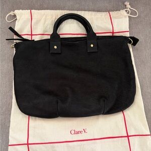 Clare V Messenger in Black Nubuck Leather